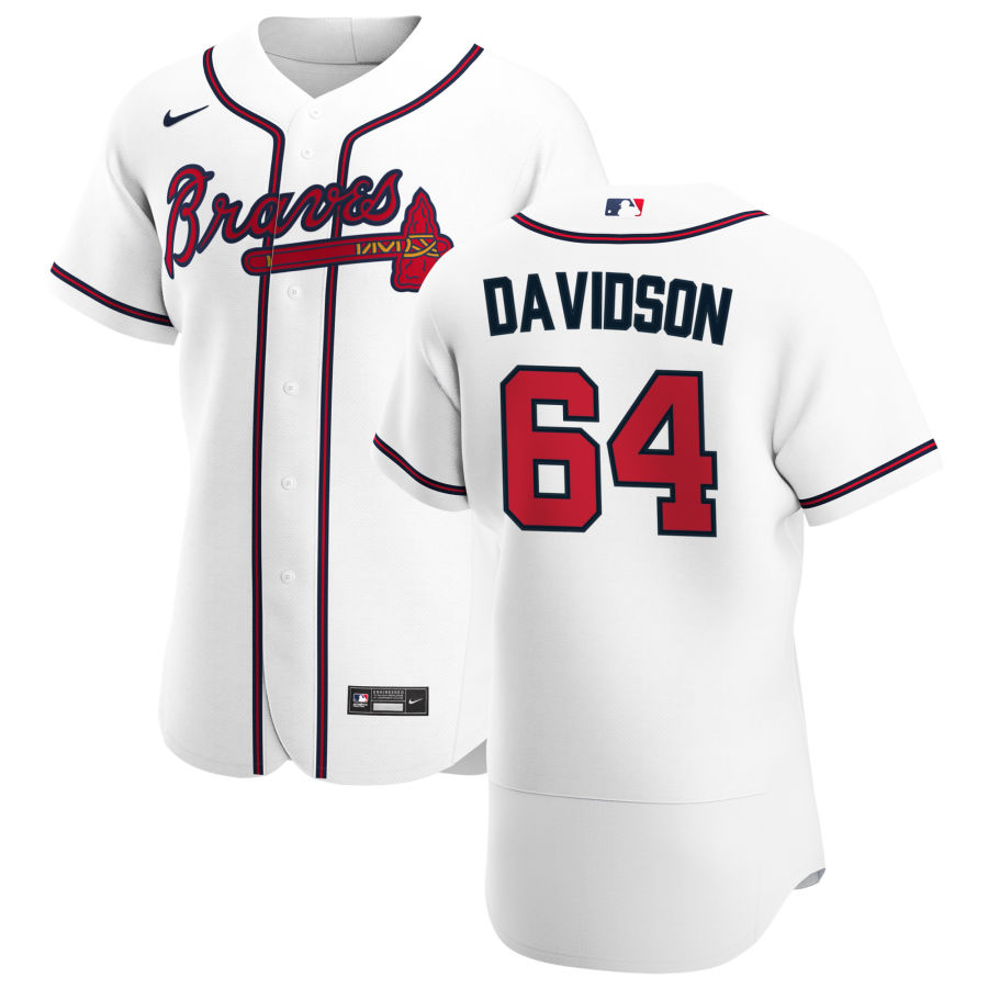 Atlanta Braves 64 Tucker Davidson Men Nike White Home 2020 Authentic Player MLB Jersey